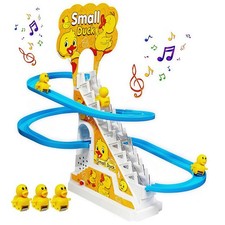 Juego de juguetes para subir escaleras patitos pista de carreras con luces intermitentes y música