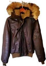 VTG Schott 5A Flight Jacket - Size 42 - Sherpa Lined w/ Fur Hood Leather USA