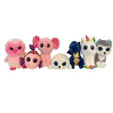 Ty Beanie Boos Plush 6" Lot of 7 Seal Husky Unicorn Fish Owl Dragon Elephant
