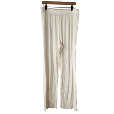 Skims Cream White Ribbed Stretch Pants Pajamas Loungewear Straight Leg Size XL