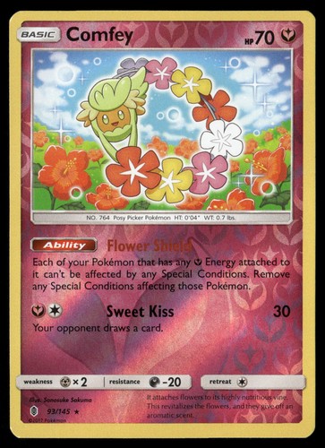 Comfey 93/145 Holo Rare Guardians Rising Pokemon Reverse Holo LP