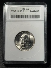 1943-S Washington Quarter ANACS MS 65 Soapbox