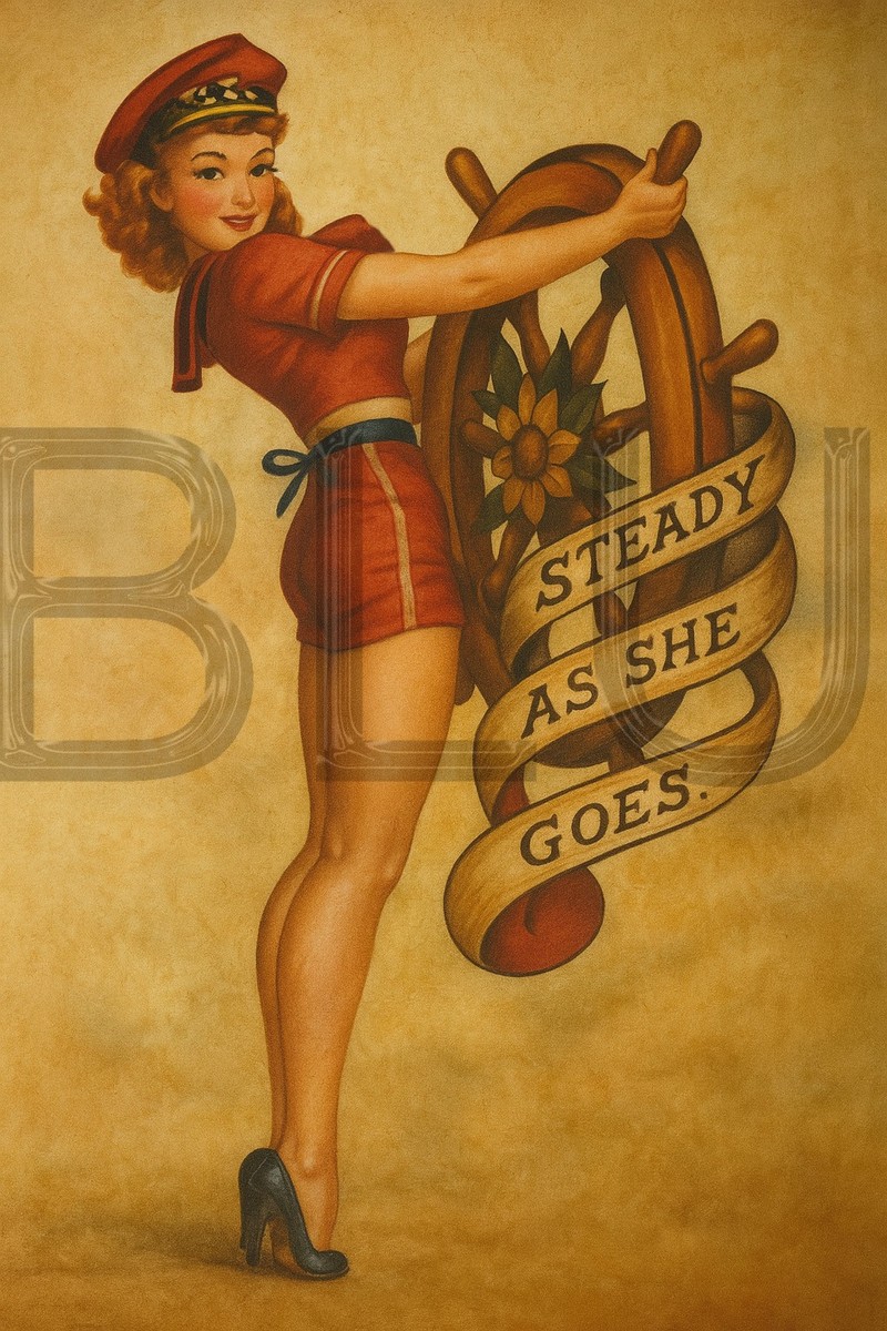 Sailor Jerry 原画 Sailor Jerry Steady as she Goes 13 x 19