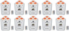 10 Rockville RF WEDGE WHITE RGBWA UV Battery Wireless DMX Up Lights RF Remotes