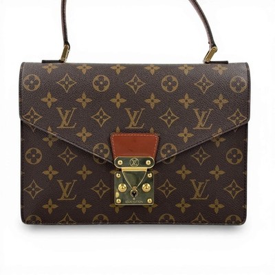 LOUIS VUITTON Concorde Monogram Canvas Braun Drehverschluss Top Handle Handta...