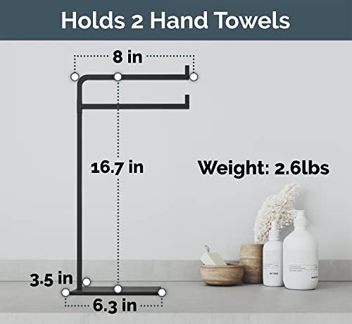Hand Towel Stand for Bathroom Counter - 17" Black Countertop Towel Stand - Holds