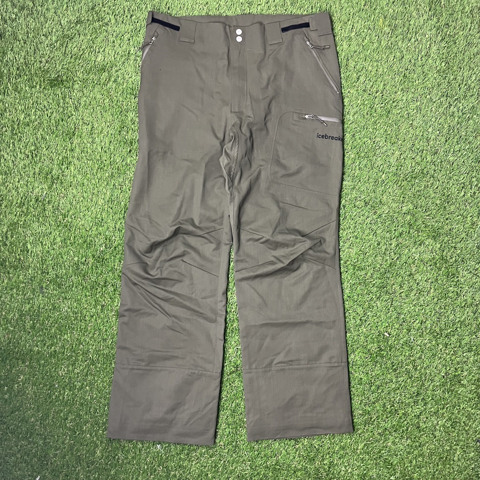 Pantalones Icebreaker Merino Shell+ Peak para Hombres Medianos Verdes Senderismo Invierno Ajustables