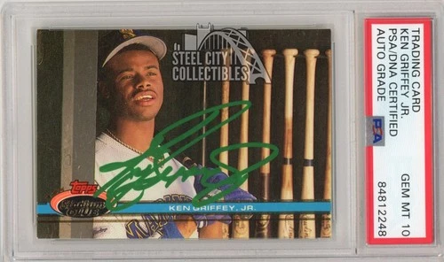 Ken Griffey Jr 1991 Topps Stadium Club Autograph Card #270 PSA/DNA 10 (Green)