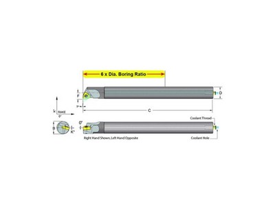 Dorian Tool E20U-SWLCR-4 Carbide Shank Indexable Boring Bar, 60055