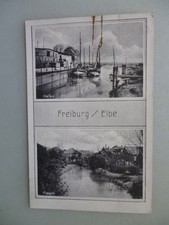 Ansichtskarte Freiburg Elbe Fleeth Hafen 1943