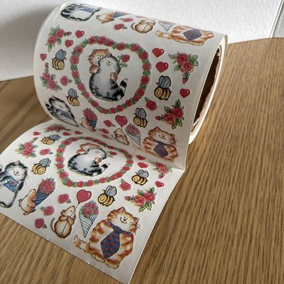 Vintage Penny Black Stickeroos Cats How Do I Love Thee? Sticker ROLL, Stickers
