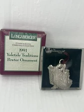 Longaberger ~ 1991 YULETIDE PEWTER Basket Tie On/XMAS ORNAMENT ~ NEW