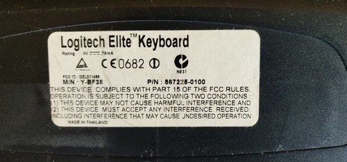 Logitech Elite Keyboard Wired USB Y-BF38 867225-0100-Tested WORKS - Picture 4 of 4