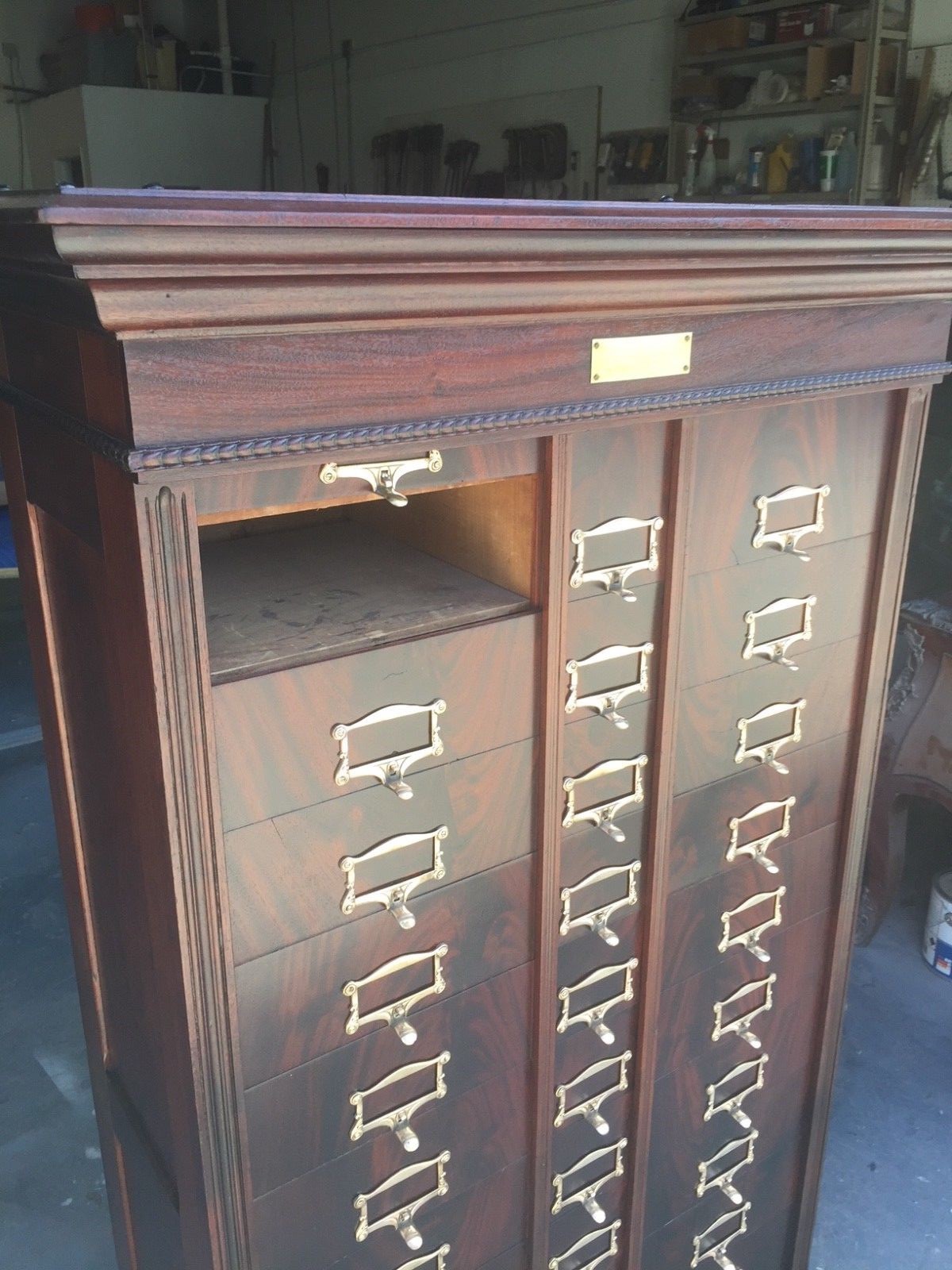 Antique AMBERG Patent Filing Walnut FILE LETTER M.Ohmers son 36