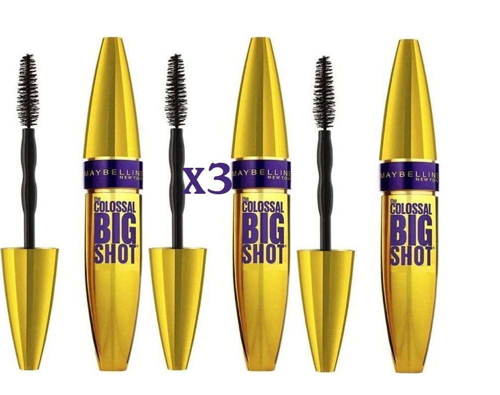 3x Maybelline Colossal Big Shot Mascara Very Black Sealed