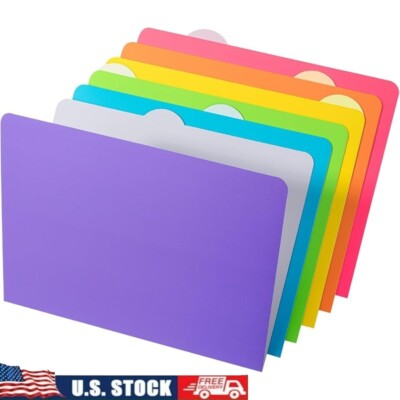 File Folders 6 Pack Letter Size Durable 1/6-Cut Tab Organizers Office School Use