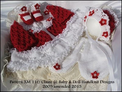 BABYDOLL HANDKNIT DESIGNS KNITTING PATTERN XMAS TREE SET 17-24" DOLL/0-3M+ BABY