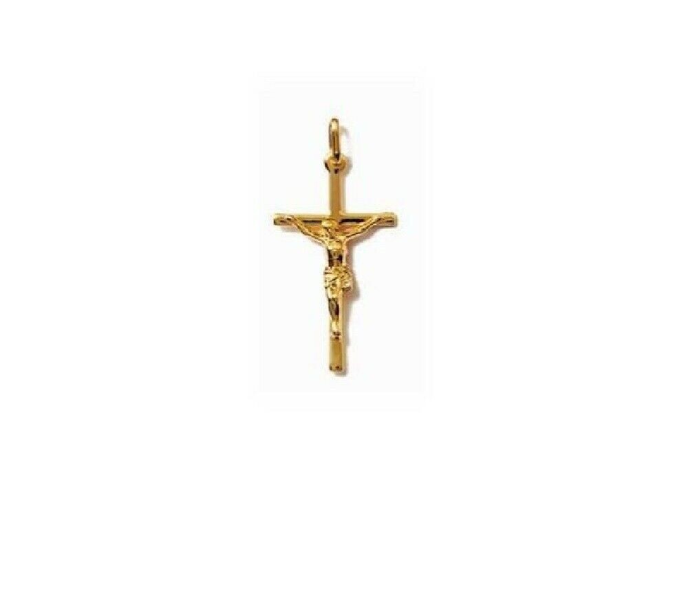 Pendentif Croix avec Christ plaqué or 18 carats 241371750/000, grand crucifix classique or jaune