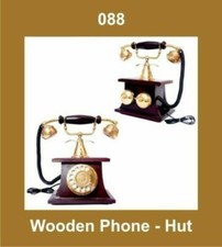 Antico Capanno Tipo Telefono Ottone di Legno Vintage