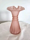 Fenton Satin Pink Wheat Glass Vase