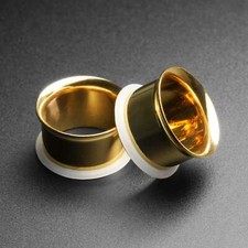 Gold PVD Single Flare Tunnel | 316L PVD Coated Ear Gauges 