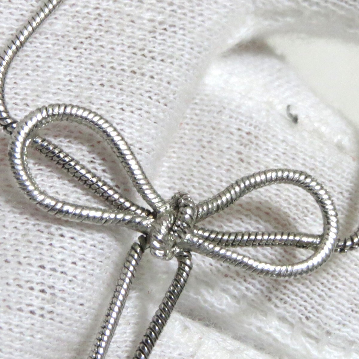 Authentic Christian Dior Ribbon Bracelet Silvertone Metal