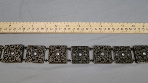 Bronze Square Link Rhinesone Bohemian Concho Gürtel Filigran Elastisch Vintage - Bild 8 von 14
