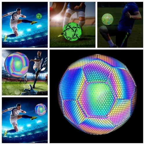 Luminous Glowing Football - Holographic Reflective PU No.5 Soccer Ball For Night Games, Machine Stitched & Durable - View #6