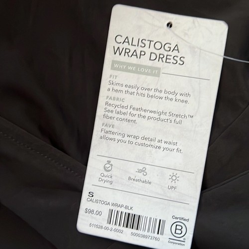 Neu mit Etikett Athleta Calistoga Wickelkleid schwarz Größe Small leicht Stretch atmungsaktiv - Bild 6 von 8