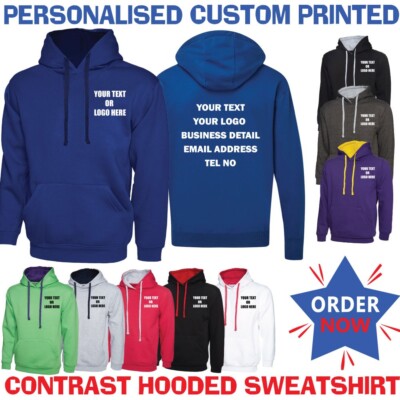 Individuell bedrucktes Uneek Kontrast Kapuzenpullover Ihr Text Unisex Sport Gym