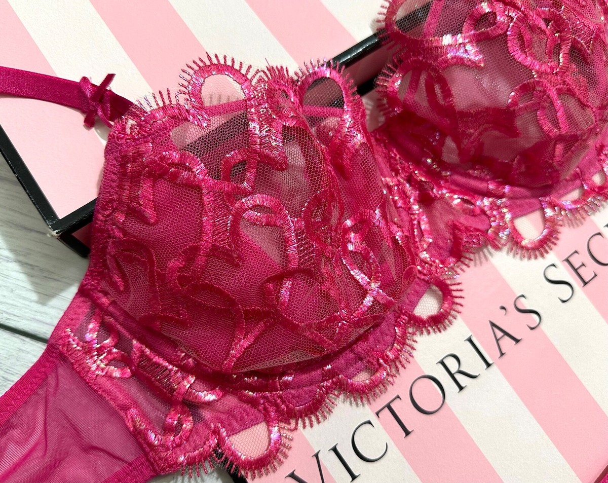 Soutien-gorge Victoria's Secret Balconnet Sans Doublure - 32D Dentelle Mauve à Armatures