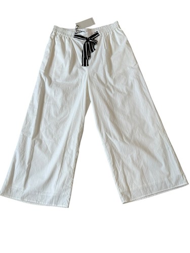 NWT BETTY BASICS Pants White Lulu Wide Leg Blue Bow Tie Up Trousers 12 - Afbeelding 4 van 7