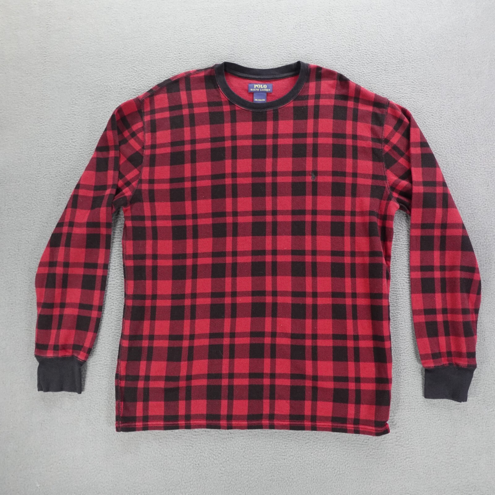 Polo Ralph Lauren T Shirt Termica Waffle Maglia Uomo Rosso Plaid Taglia 2XL Pony