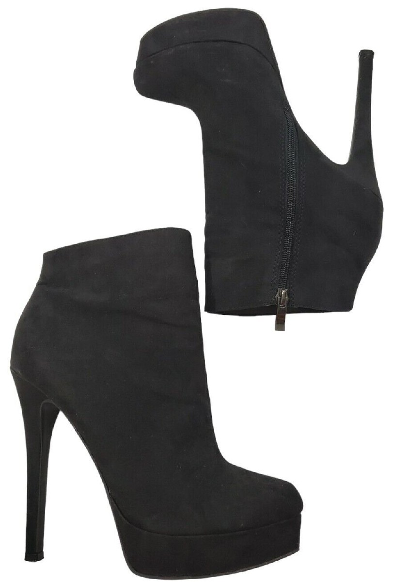 Chinese Laundry Black Suede Bootie Stiletto Heels Ankle Boots