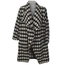 NWT BB Dakota Size XS Black Cream Houndstooth Drape Coat Open Front Coat Jacket