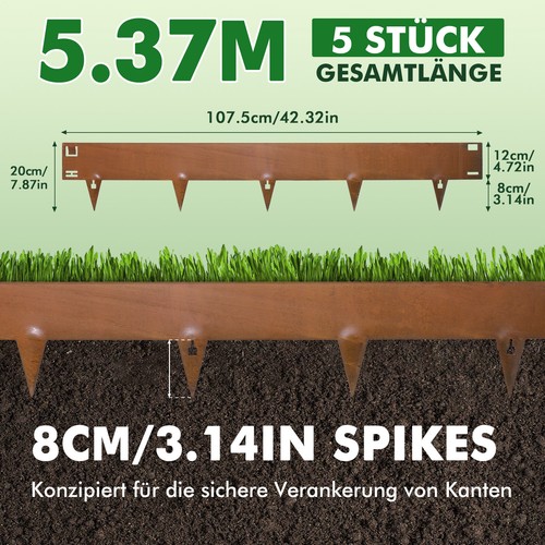 Rasenkante Rasenkantenband Corten Edel-Rost Metall Beeteinfassung Beetumrandung - Bild 6 von 14
