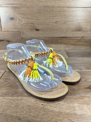 RADA Womens Multicolor Ankle Strap Beaded Tassel Sandal SIZE 39