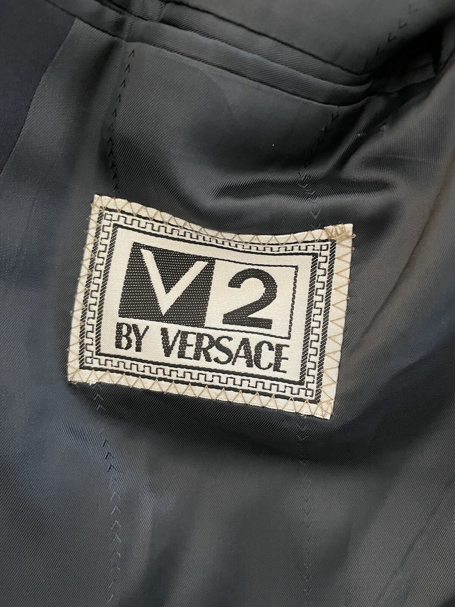V2 by GIANNI VERSACE Vintage Double Breasted Navy Wool Blazer Size