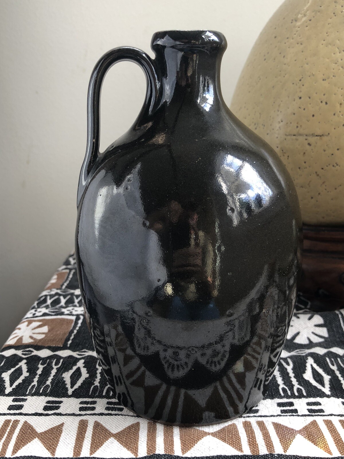 Jugtown Ware Dark Earthy Jug 7” Pottery Seagrove NC Stamped Dated 1984 Vintage
