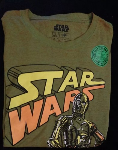 T-shirt uomo Disney Star Wars R2-D2 e C-3PO Burnout Lucas Distressed look nuova con etichette - Foto 10 di 12