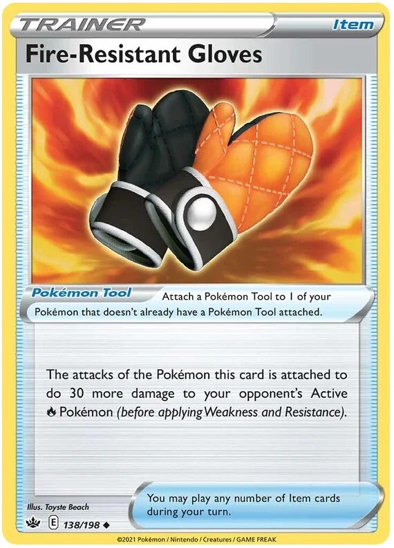 Fire-Resistant Gloves Pokemon TCG Trainer Card 138/198