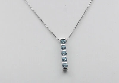 Anhänger mit Kette in 18 kt 18k 750 er Weiß Gold mit Blautopas Topas Länge 41 cm - Bild 1 von 4