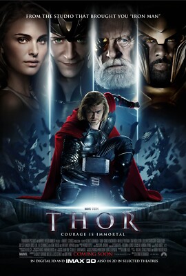 Thor Movie Poster 12x18 Chris Hemsworth Marvel Avengers Loki Hulk