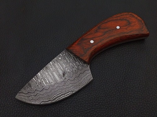 6" CUSTOM HAND MADE DAMASCUS STEEL SKINNER KNIFE WOOD HANDLE W/SHEATH 5306