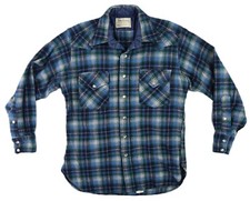 VTG 70s PENDLETON USA Men  s M Blue Plaid Button Down Wool Western Canyon Shirt