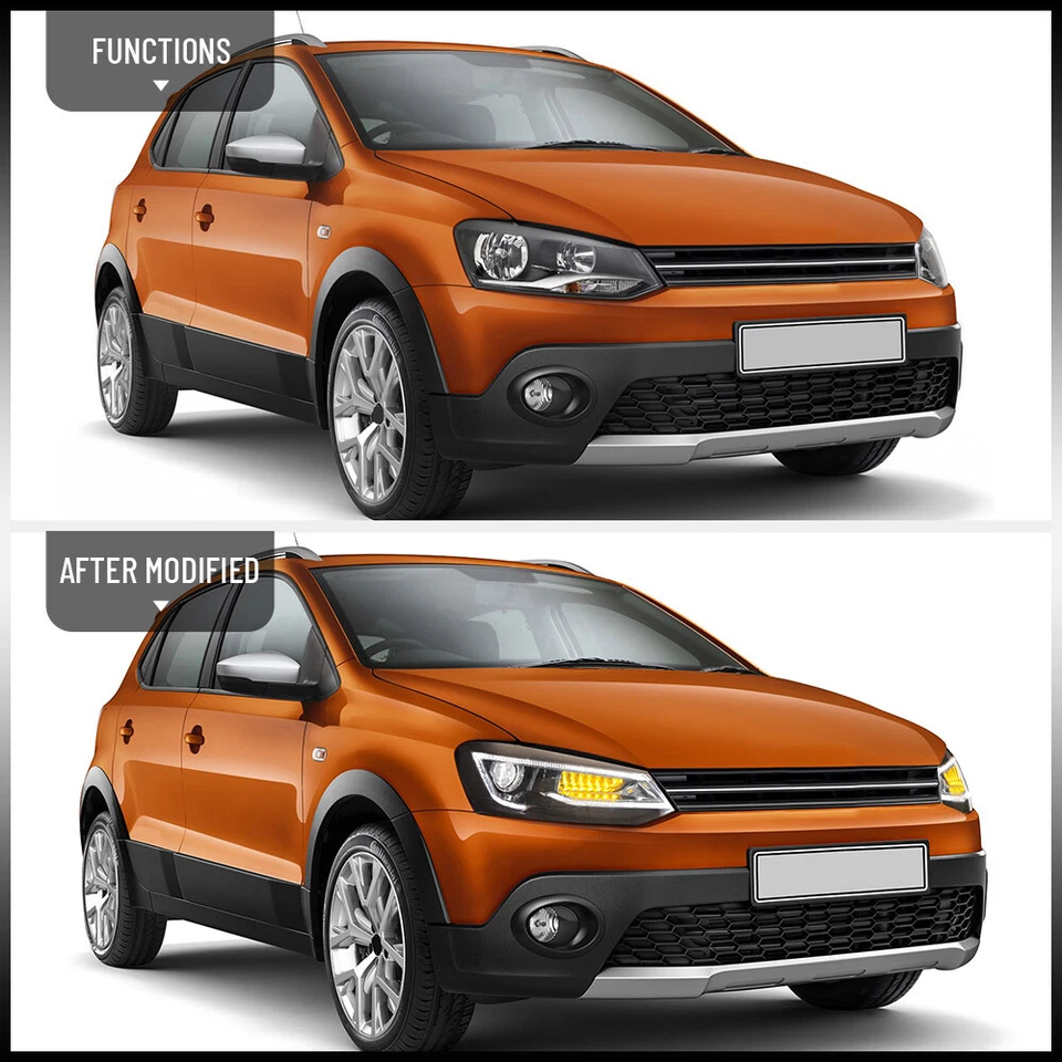 VLAND Pair Volkswagen Polo Hatch 2011-2017 Sequential LED-Projector Headlights - image 4 of 4