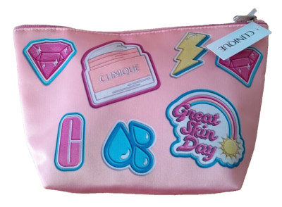 CLINIQUE Great Skin Day Icons Rainbow Sunshine Pop Art Pink Make Up Bag Pouch