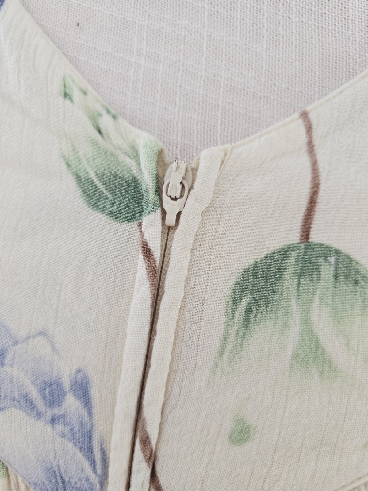 Go Softly Patio Yellow Blue Floral Flowers Front Zip Rayon Mumu House Dress S