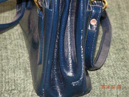 Vintage Handtasche dunkelblau Lederoptik YKK & 500 Reißverschlüsse, 5 Taschen - Bild 2 von 12