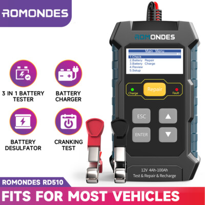 ROMONDES BT200 Car Battery Tester 12V 100-2000 CCA Auto Battery Charging Tester